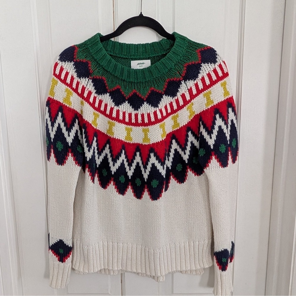 Aerie Fair Isle Oversized Sweater XTRA SMALL‎ Chunky Nordic Ski Colorful Women